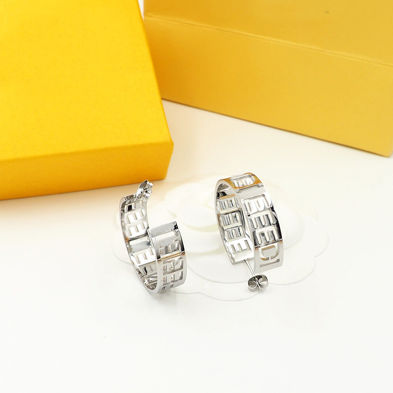 

Silver Hoop Earings For Women Men Designers Earrings Letters Studs Fashion Jewelry Luxurys Dimond F Earring Hoops Boucles Necklaces With Box