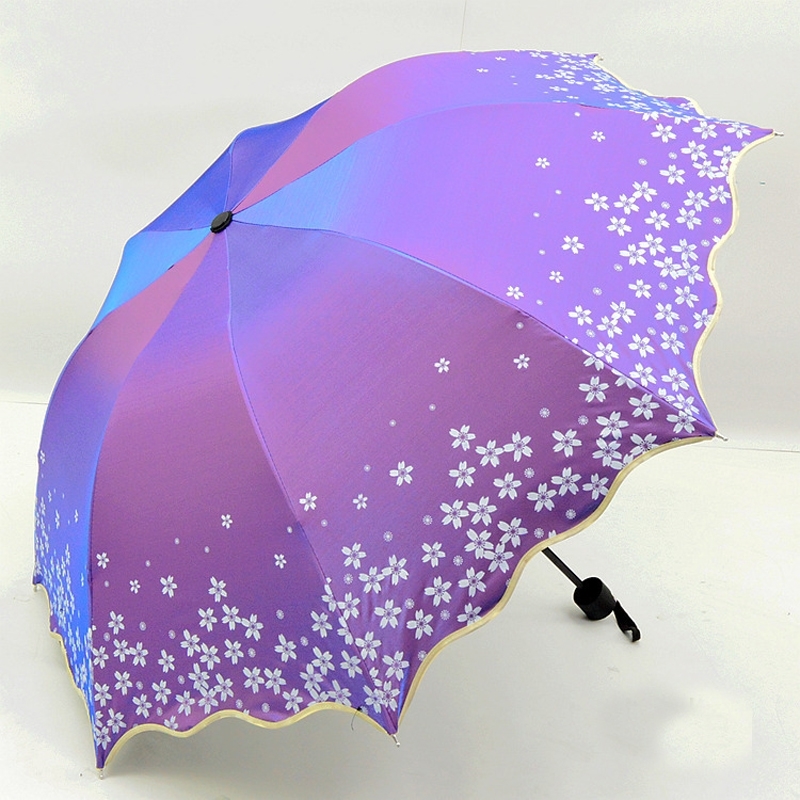 

Beautiful Shine Reflective Women's Umbrella Flower Blossom Princess Girl Floral Umbrellas uv Parasol Folding Paraguas Gift US098 210320