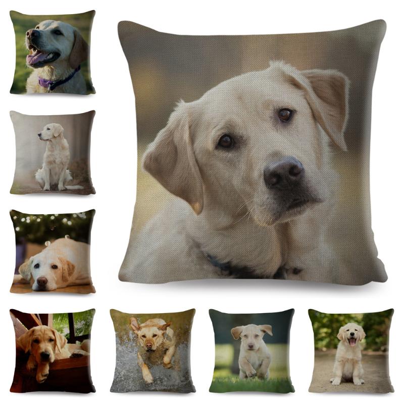 

Cushion/Decorative Pillow Cute Labrador Dog Pillowcase Decor Pet Animal Printed Cushion Cover For Sofa Home Car Polyester Case 45*45cm