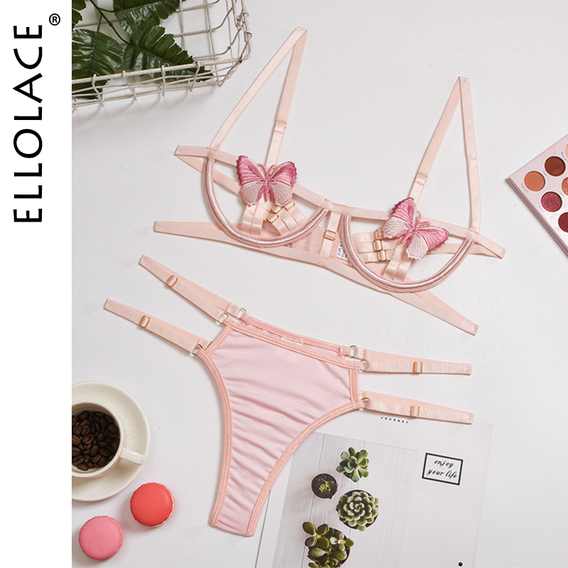 

Butterfly Lingerie See through Lingerie Lenceria Erotic Lingerie Set Sexy Hollow Out Bra and Thong Underwear Bra Set, Red
