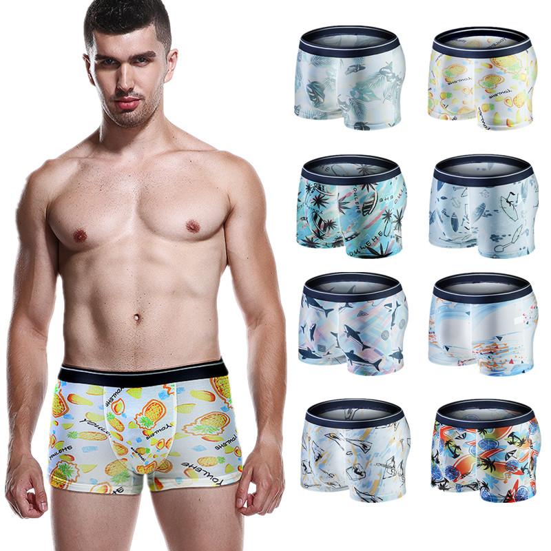 

Underpants 4 Pack Ice Silk Big Size Men Underwear Youth Boxer Brief Shorts Summer Breathable Sexy Comfortable Boy Undies Male Panties L-3XL, Black;white