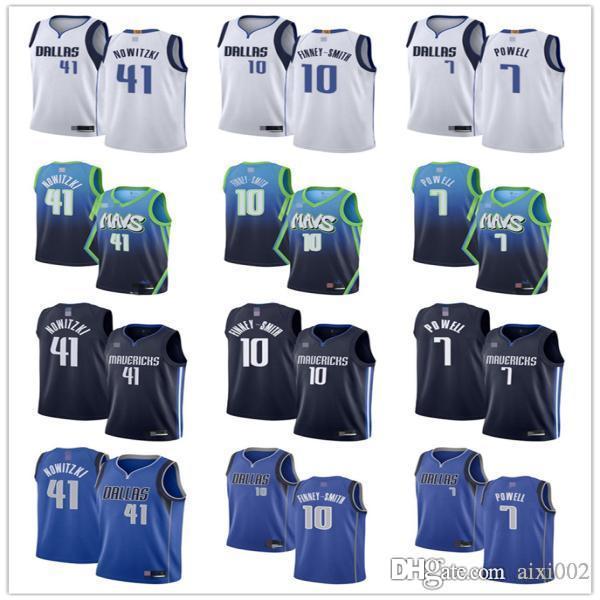 

MensÂ WomensÂ Youth Dallas Mavericks 41 Dirk Nowitzki 10 Dorian Finney-Smith 7 Dwight Powell White Blue custom BasketballÂ Jerseys, Black;red