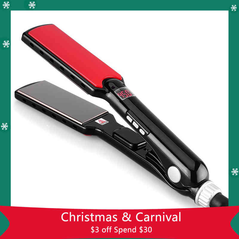 

RUCHA Hair Straightener Iron 480F High Temperature Professional Wide Plates s MCH Titanium Treatment Flat Tools, Black
