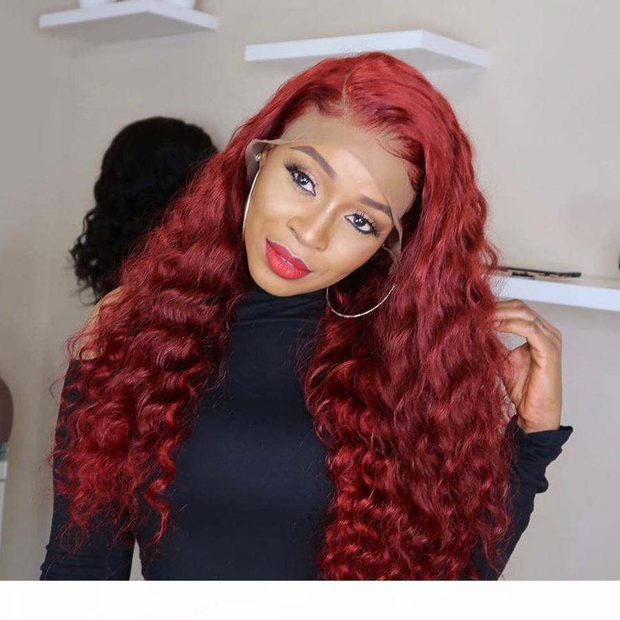 

Natural Wave Red Lace Front Human Hair Wigs with Baby Hair 180Density Pre Plucked Lace Wigs for Black Women Remy, Black;brown