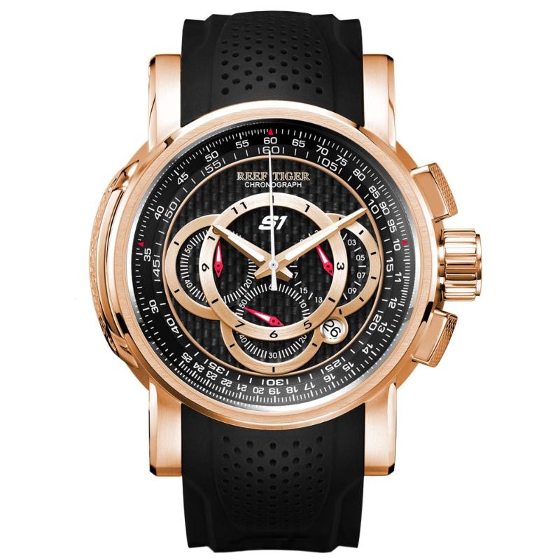 

Wristwatches 2021 Reef Tiger/RT Top Brand Designer Sport Watches Men Rose Gold Quartz Watch Chronograph With Date Reloj Hombre RGA3063, Rga3063yrr