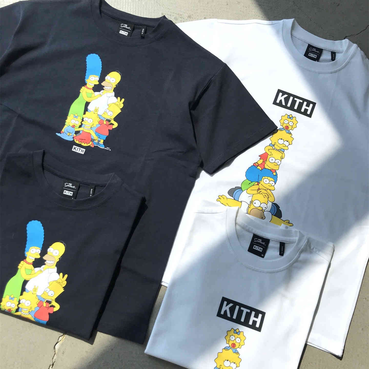 

kith Simpson 2021ss co branded T-shirt gaojiechao brand round neck cartoon short sleeve men and women, White;black
