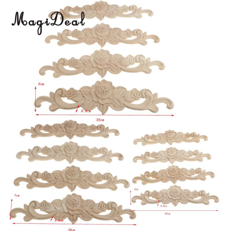 

Frames And Mouldings 4pcs Rose Flower Wood Carved Corner Applique Wooden Carving Decal For Furniture Cabinet Door Frame DIY Decor Crafts