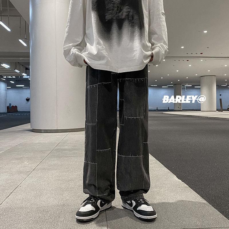 

Men's Jeans Blue Black Baggy Men Fashion Retro Casual Wide-leg Mens Streetwear Loose Hip-hop Straight Denim Trousers S-2XL