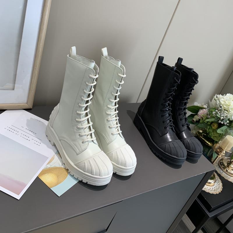 

Boots Large Size34-41 Women Round Toe Platform Ladies Solid Genuine Leather Ankle Zapatos Botines Mujeres Designer Shoes, Black