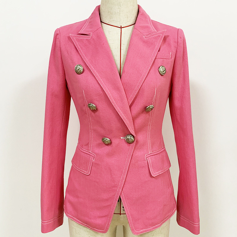 

Women's Jackets 2021 spring lean fashions pink blazer high quality double-breasted blazers denim jacket c258