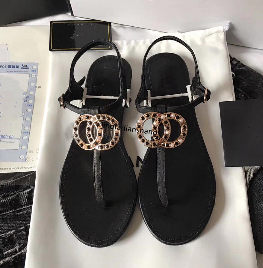 

2021 fashion women sandal Crystal Calf leather quilted Platform sandals shoes Flat sandalias size 35-41