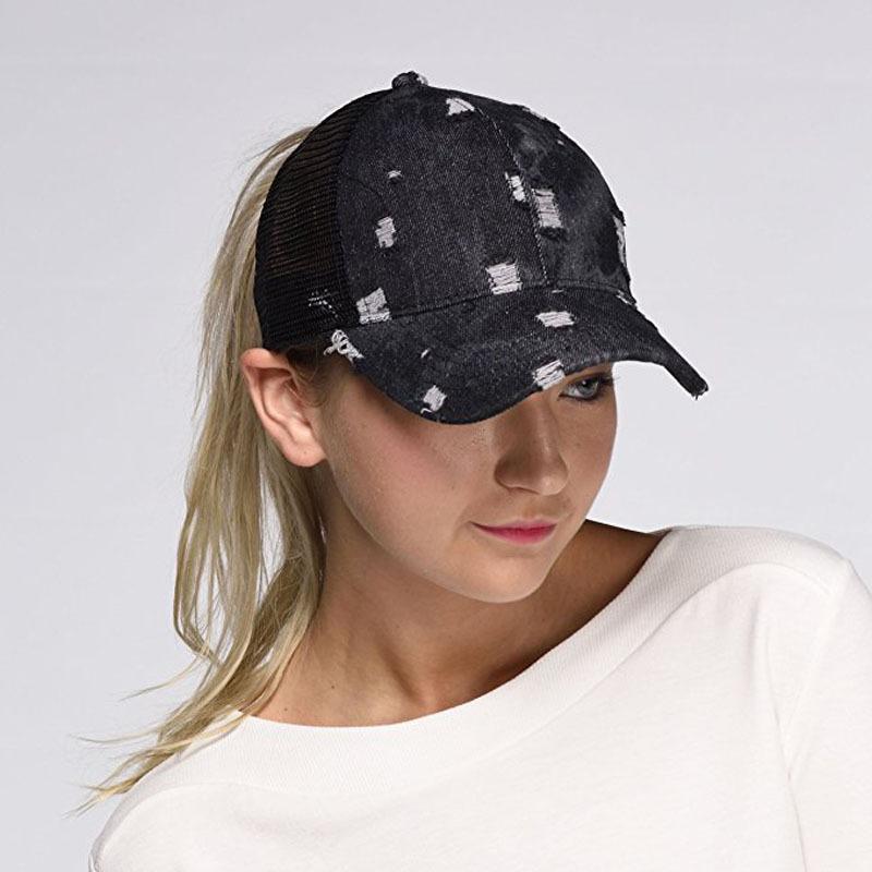 Mode de baseball de queue de baseball Femmes Denim Ball Caps Caps Fille Sport Camping Chapeau Lady Travel Brach Sun Chapeau Lt-Tta1210