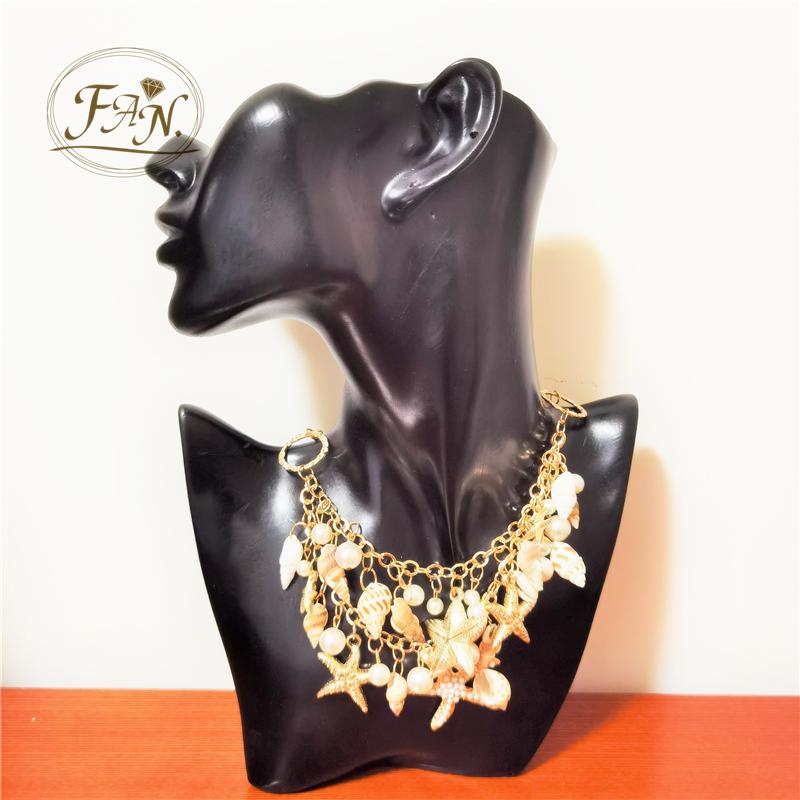 

Chains 2021 Trendy Summer Ocean Bohemian Style Shiny Starfish Shell Double Chain Necklace Jewellery Nice Gift For Girls & Women, Silver