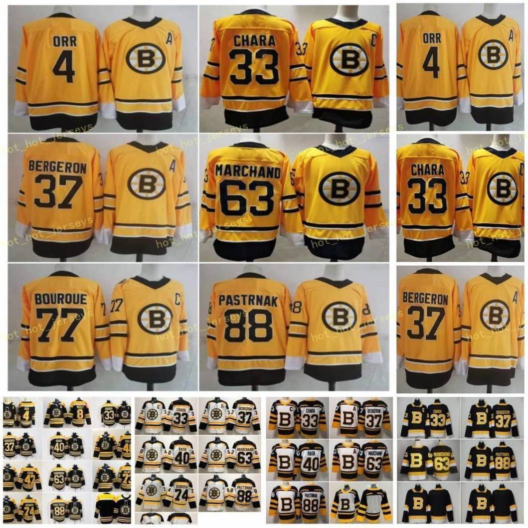 

2021 Reverse Retro Boston Bruins 4 Bobby Orr 33 Zdeno Chara 37 Patrice Brad Marchand 73 Charlie McAvoy Ray Bourque David Pastrnak Jersey, As