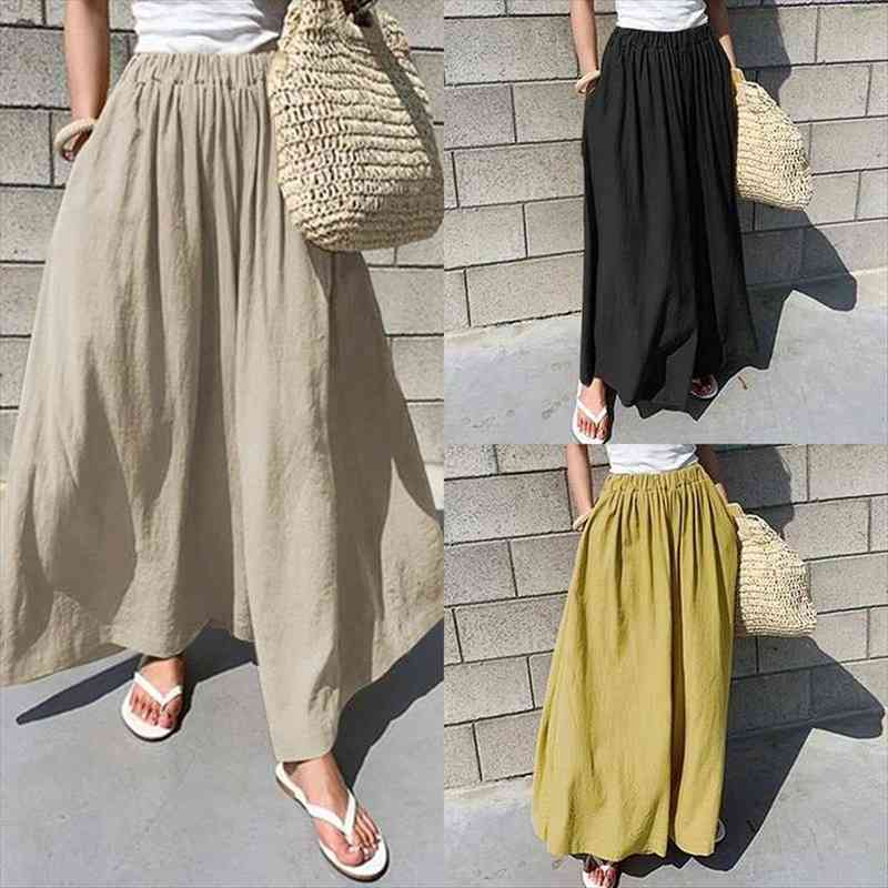 

women pants oversized female work office long trousers cotton solid wide leg pantaloes loose pockets streetwear bottoms, Black;white