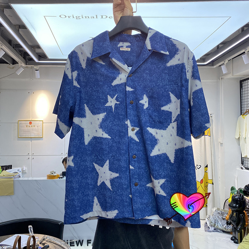 

Shirts 2021 Men Women High Quality Full Stars Graphical Print Shirt Oversize Blue Blouse