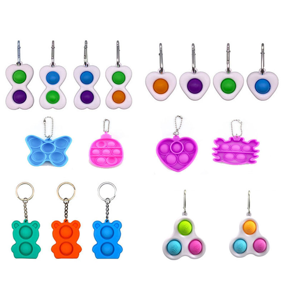 

Decompression Toy KeyChain 20 Styles Bubble Fidget Sensory Toy Adult Kids Desktop Party Games Funny Antistress Decompression Toys