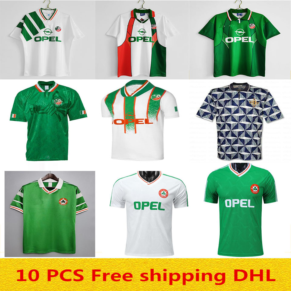 

quality in stock 1990 1992 1994 1996 Retro Ireland soccer jersey 90 92 94 96 home away VINTAGE football shirt S-2XL, Black;yellow