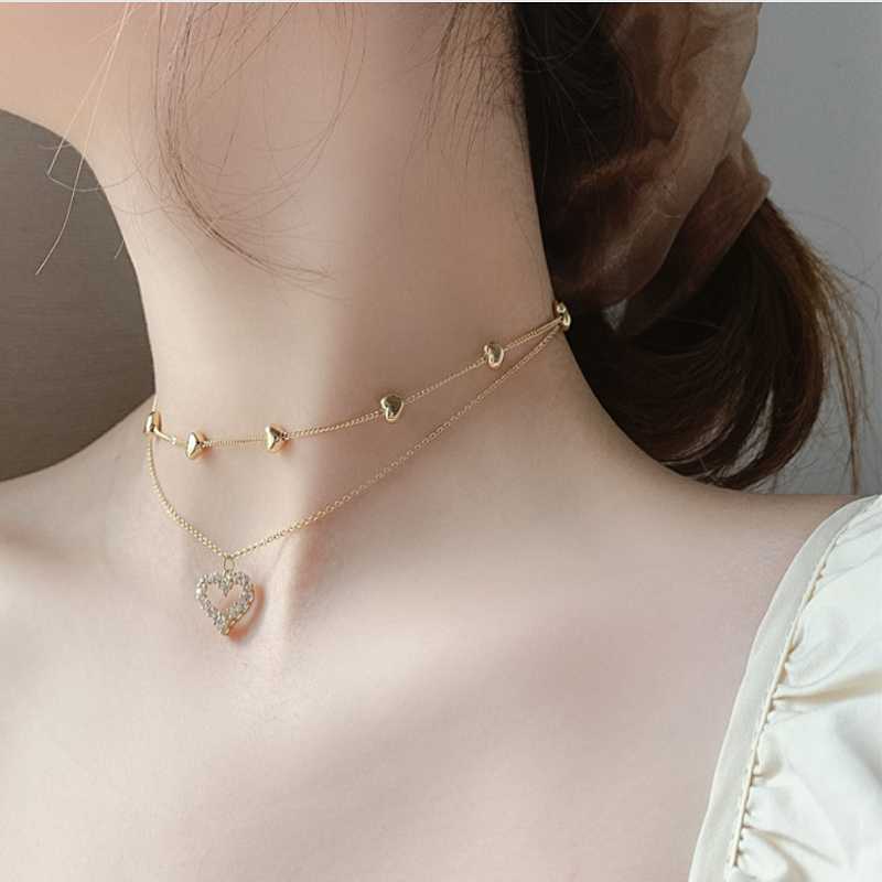 

Chains South Korea East Gate Necklace With Female Super Fairy Temperament Sweetly Loveliness Collarbone Personality Double Choker Chain
