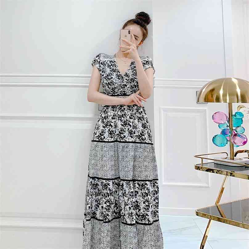 

Korea Long Maxi Dress for women Summer Sleeveless v neck Polyester Sundress Sexy Ladies beach Boho Dresses 210602, The picture color
