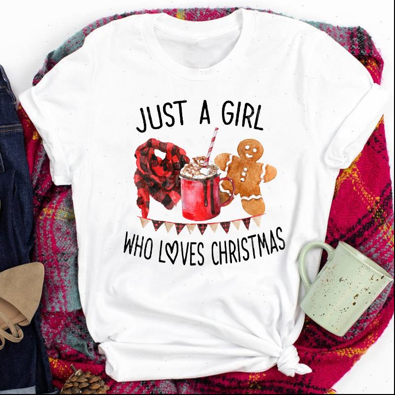 

Womens T Shirts Women Lady Plaid Girl Love Fashion 90s Happy Holiday Merry Christmas Print Tshirt Clothes Top Graphic Female, White
