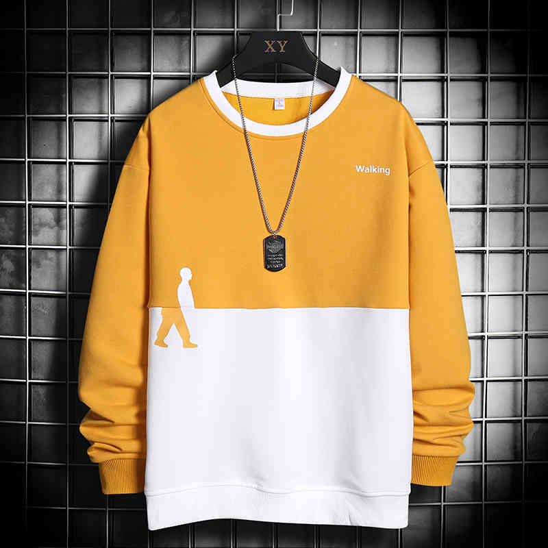 

men's hoodies & sweatshirts casual male hooded sweatshirt, hoodie with round collar and patchwork, for spring fall eu1w, Black