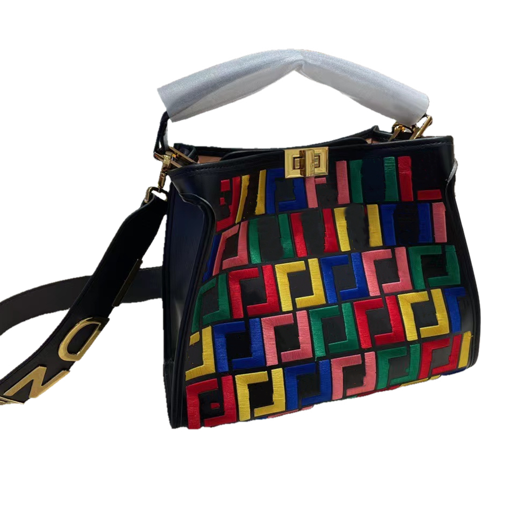 

Designer Shoulder Bags Luxury Brand Ff Embroidery logo Chains Cross Body Women HandBag Tote Lady Plaid Purses new pattern wallet Large capacity shopping bag 29x25cm, No bag