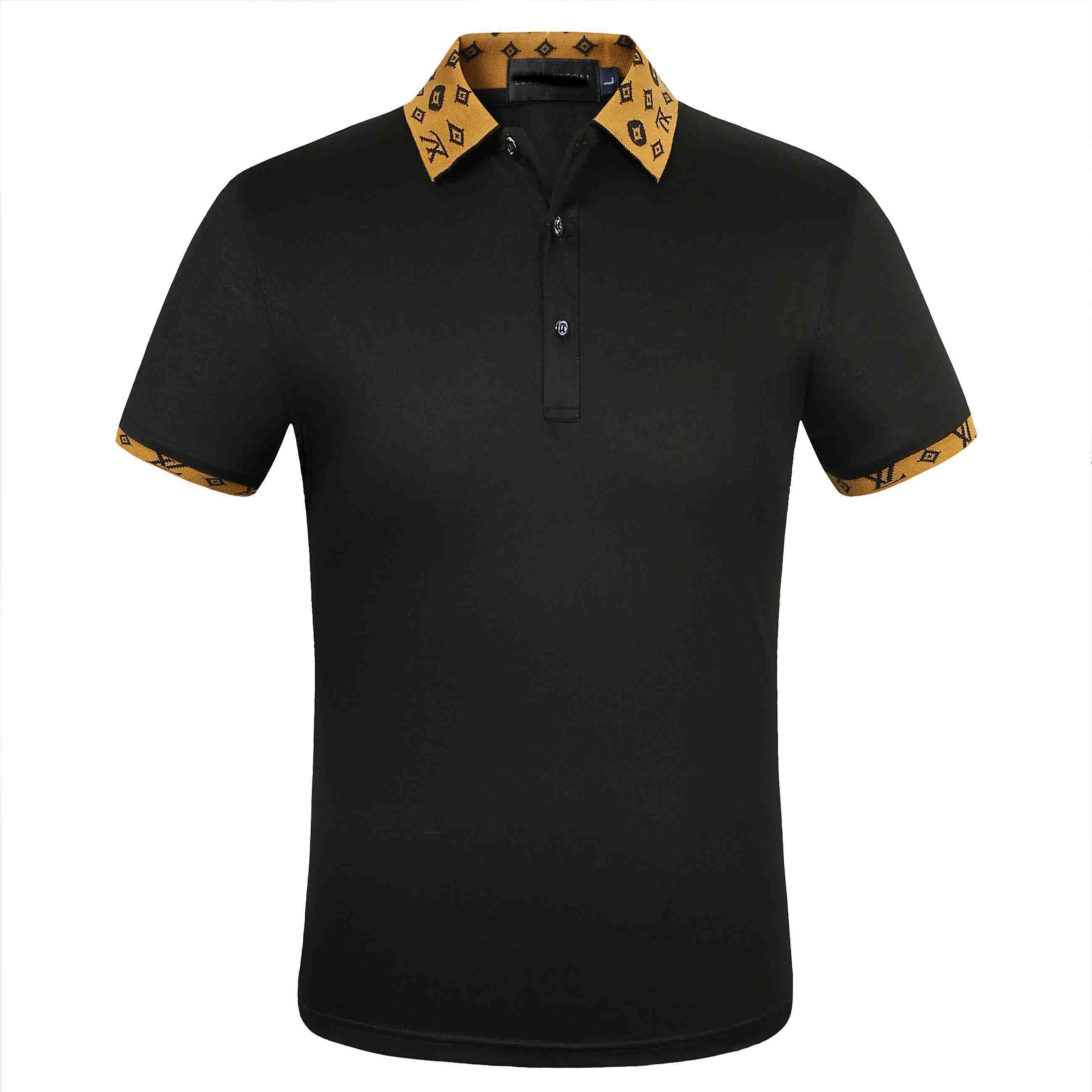 

2021 Italy Brand designer polo shirt Luxury t shirts snake bee floral embroidery mens polos High street fashion stripe print poloT-shirt lapel, Khaki