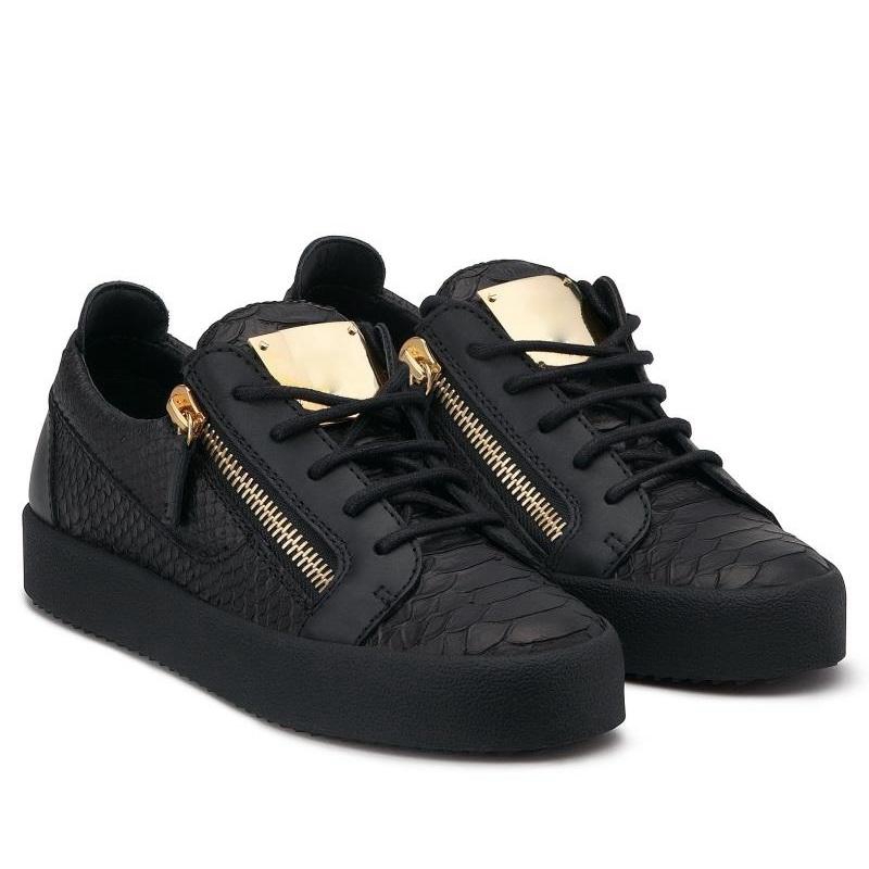 

Italy Luxe Casual Zipper and Women Low Top Flat Shoes Genuine Leather Mens Sneakers Trainers