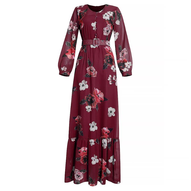 Ethnic Clothing Chiffon Elegant Abaya Dubai African Turkey Arabic Muslim Dress For Women Islam Caftan Marocain Vestido Robe Longue Femme Kaf-image-735536861