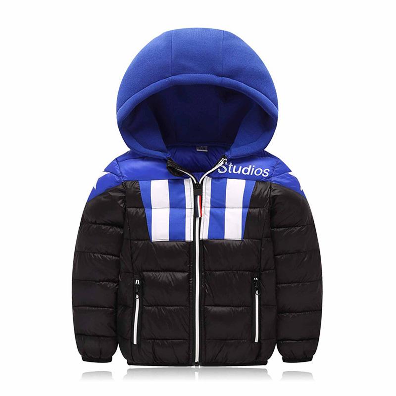 

Boys Winter Jacket 2021 Hooded Kids Girls Coat Long Sleeve WindProof Children Down Outwear Warm 2-8 Years, Blue;gray