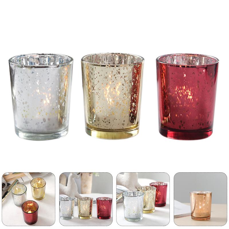 

Candles 3Pcs Christmas Party Decors Empty Cups Electroplated Candle