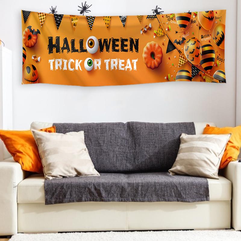 

Party Decoration DIY Hallowen Decor Banner Polyester Wall Sign Hanging Eaves Supplies For Household Parties Halloween