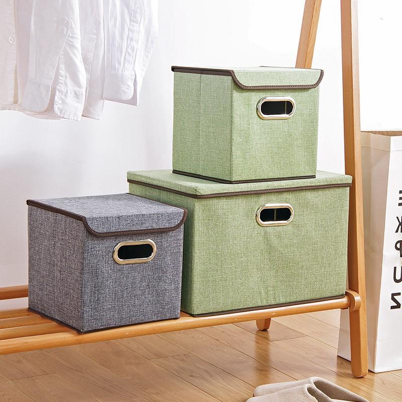 

Storage Boxes & Bins Folding Cotton Linen Fabric Box Offices Book Shelf For Home Organization Clothes Kid Toy Organizer Container, S-pink