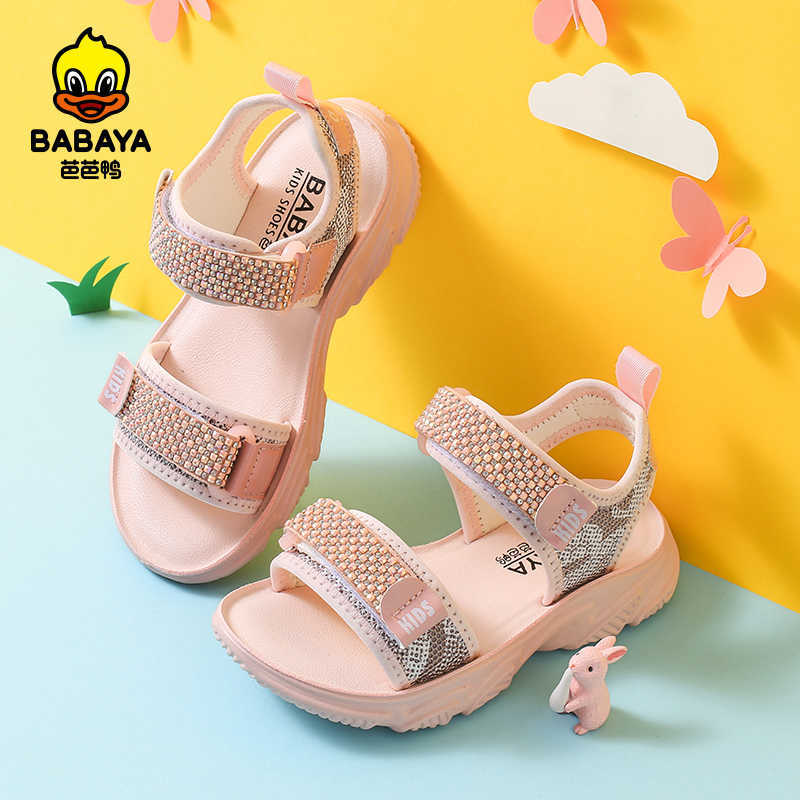 

babaya children's sandals girls breathable casual shoes 2021 summer new non-slip beach shoes open toe princess shoes C0602, Pink