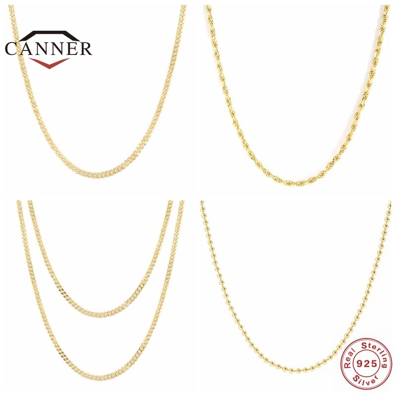 

CANNER 925 Sterling Silver Chain Necklace for Women Clavicle Choker Necklaces Delicate Fine Jewelry cana plata de ley 925