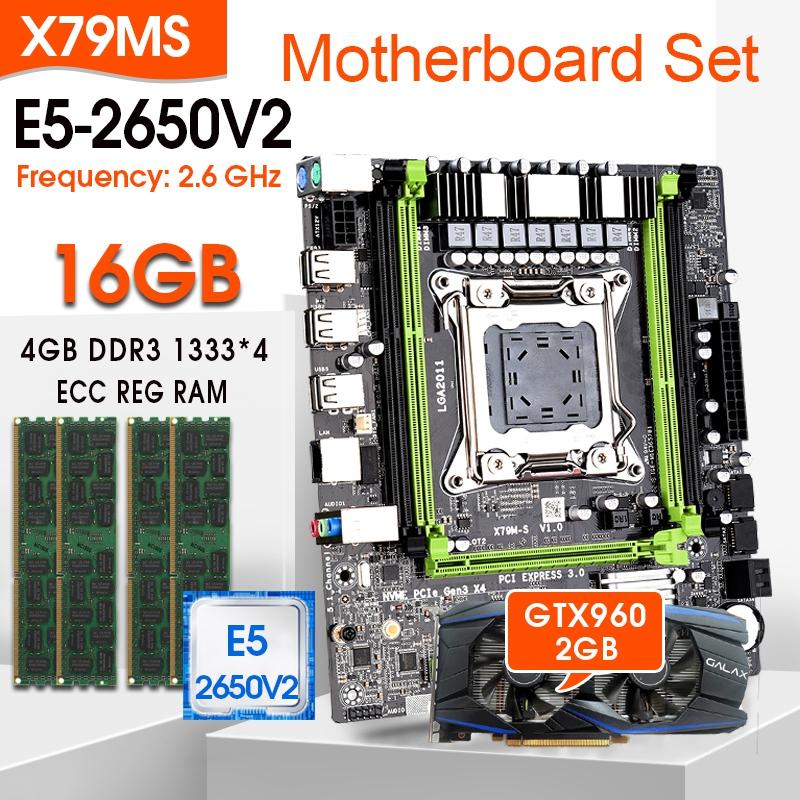 

Motherboards X79 Motherboard Set With Xeon E5-2650 V2 CPU LGA2011 Combos 4*4GB=16GB 1333Mhz Memory DDR3 RAM And GTX 960 2GB GPU