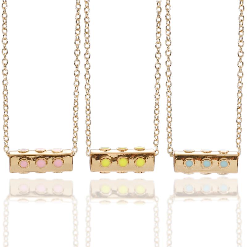 

Chains Hexagonal Tube Spacor Beads Necklace Enamel Metal Brass Based HandMakding For Women Jewelry