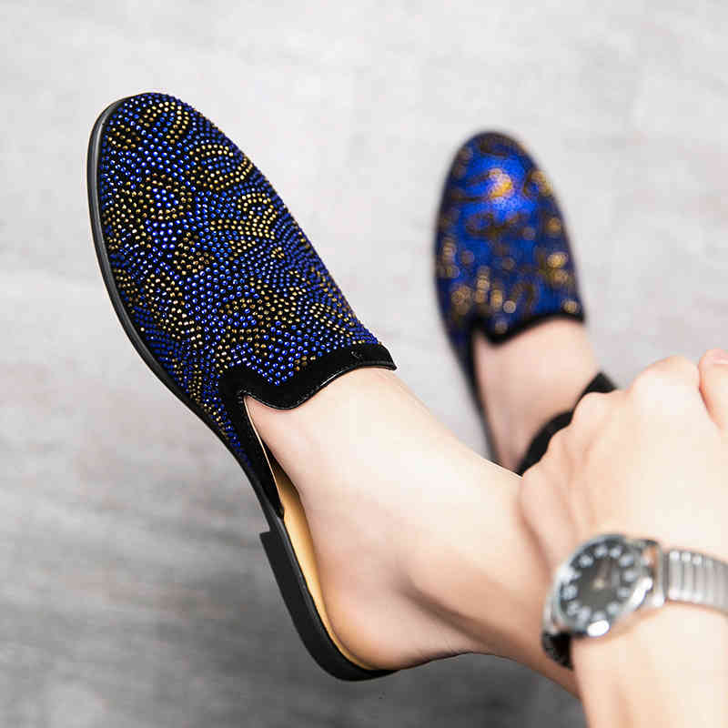 

Slippers men's shoes fashionable and elegant blue color Standard low-heel comfortable all-match sock drag ks010 Z36Z, Black