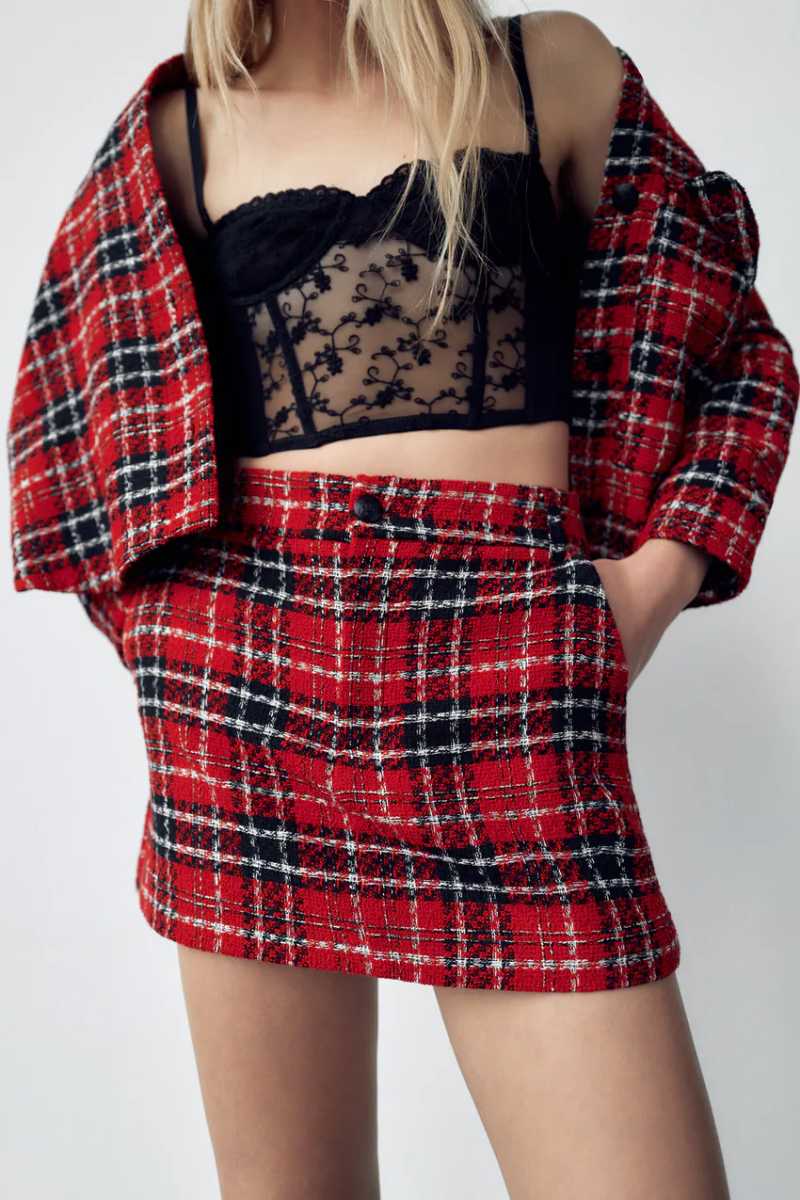 

Women's Tracksuits JUNWU Autumn Women Red And Black Plaid Print Lapel Long-Sleeved Single-Breasted Pocket Shirt Jacket Chic Hakama Suit Retr, Pants
