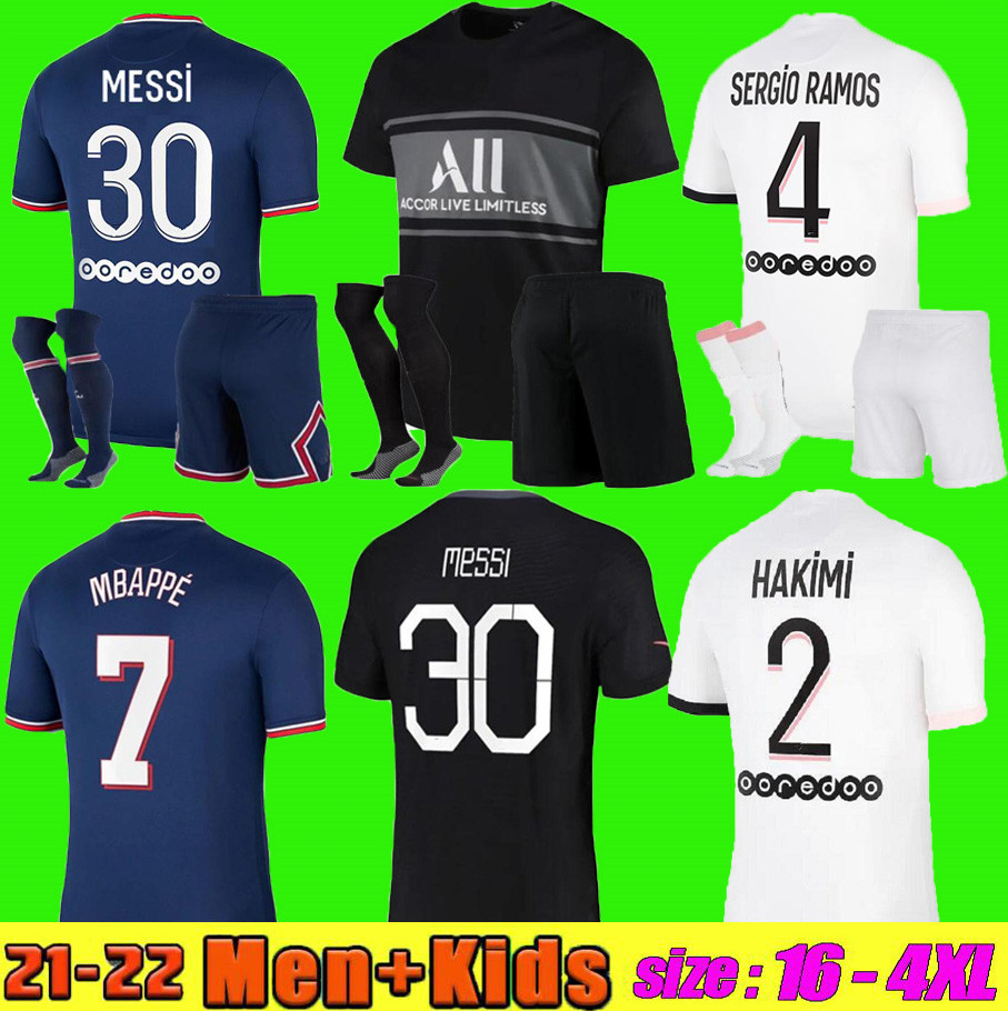 

MESSI 30 MBAPPE HAKIMI SERGIO RAMOS WIJNALDUM soccer jerseys 21 22 Maillots football shirt 2021 2022 MARQUINHOS men + kids kit uniform enfants maillot de foot, Fans