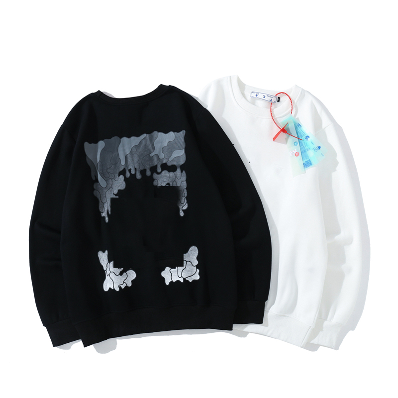 

2021 Men Hoodies off Sweatshirts Fashion Letter Print white Hoodie Loose Streetwear high quality printing Man And Woman Pullover Sweatshirt, Black
