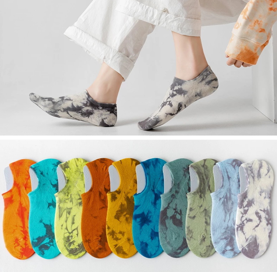 

Personality Tie-dye Men and Women Socks Cotton Colorful Vortex Summer HipHop Skateboard Fashion Funny Soft Classic Short Socks