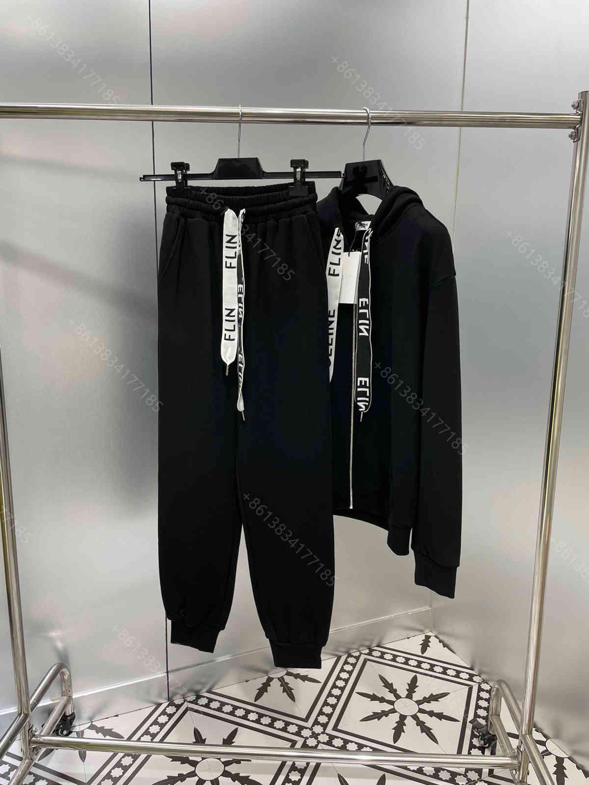 

Fashion designer clothes women hoodie coat set brand Tracksuit cotton hoodies webbing zipper jacket pants 2 piece suit letter logo