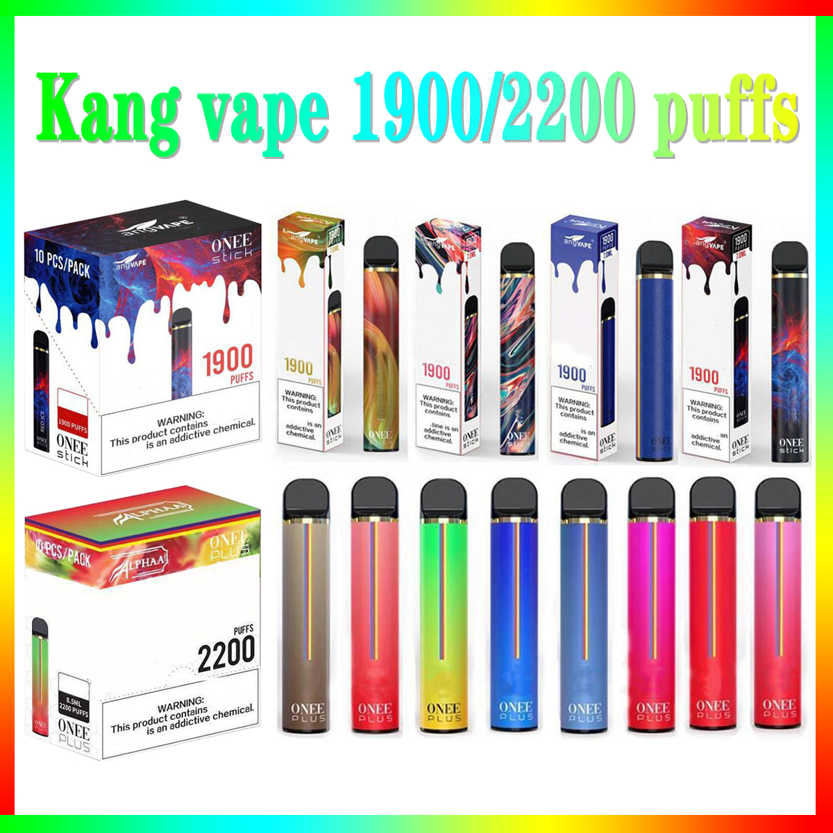 

Original Kangvape Onee Stick disposable e cigarettes 1900 puff capacitys 6.2ml 650mah 2200 puffs capacity 8.2ml 16 colors disposables vape vapen kit