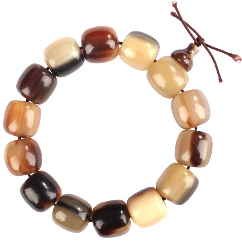 

Bangle Natural White Yak Horn Hand String Men's And Women's Lovers Bracelet, Wenwan Buddha Beads, Rosary Barrel Beads, Black