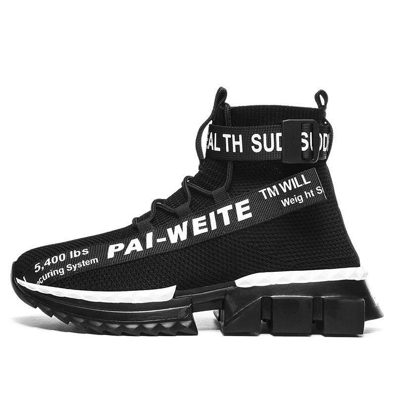 

Mens Black Knitted Socks Shoes Refreshing Breathable Non-slip Wear-resistant Fashion Trend Quality Sports Casual Shoes HL025