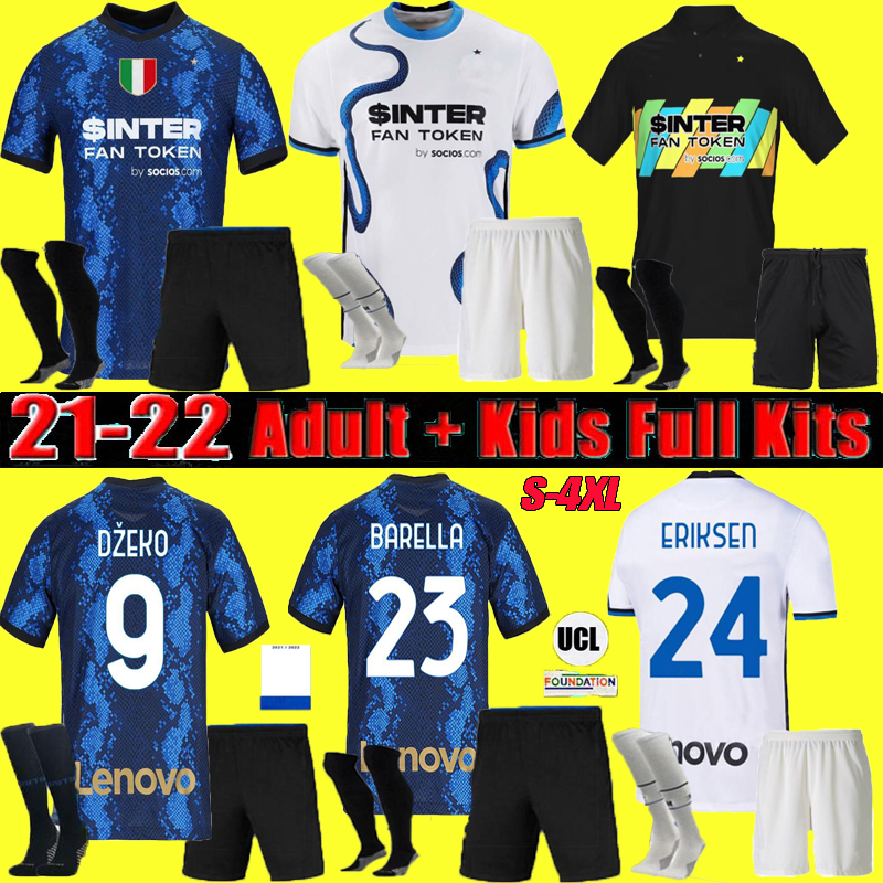 

INTER jerseys BARELLA MILAN LAUTARO ERIKSEN 21 22 football shirt 2021 uniforms men + kids kit away fourth Dzeko third black SKRINIAR soccer S-4XL
