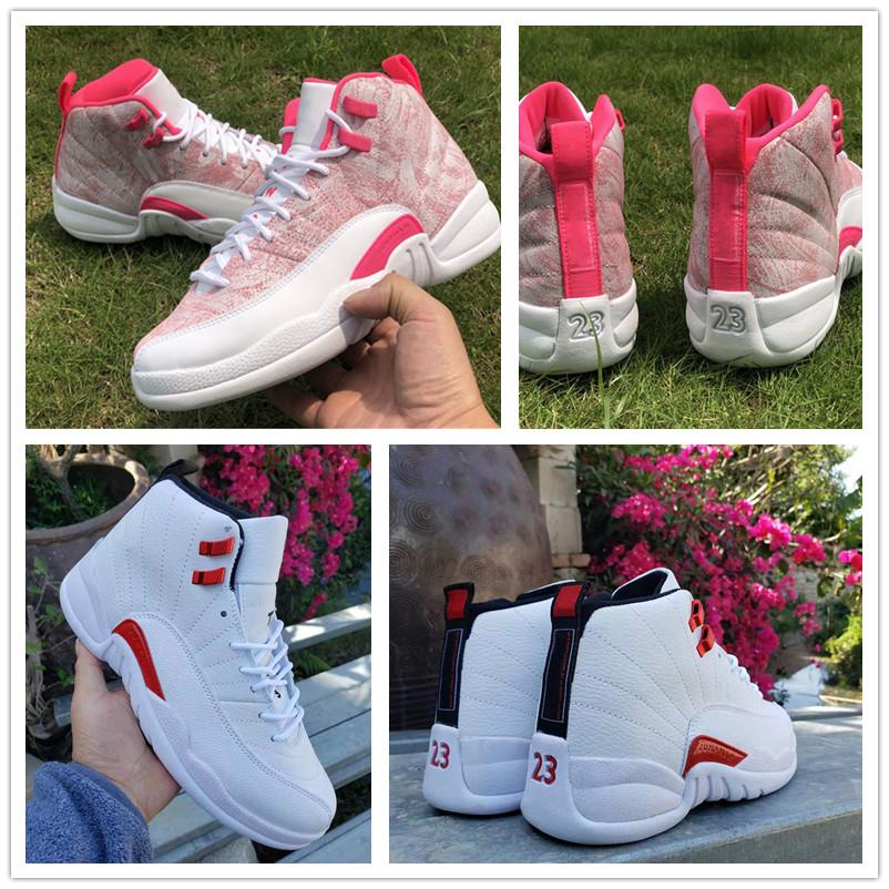 

12 GS Hyper Pink Ice Cream Basketball Shoes Women Master Taxi Sneaker Valentines Day Jumpman 12s Twist White University Red Sports Trainer, Arctic punch
