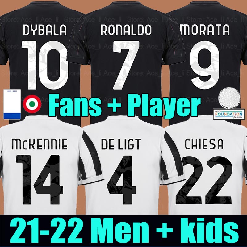 

21 22 RONALDO DYBALA soccer jersey Juventus CHIESA MORATA KULUSEVSKI McKENNIE DE LIGT JUVE 2021 2022 Fans Player version football shirt Maglia da calcio Men kids kit, 21-22 away